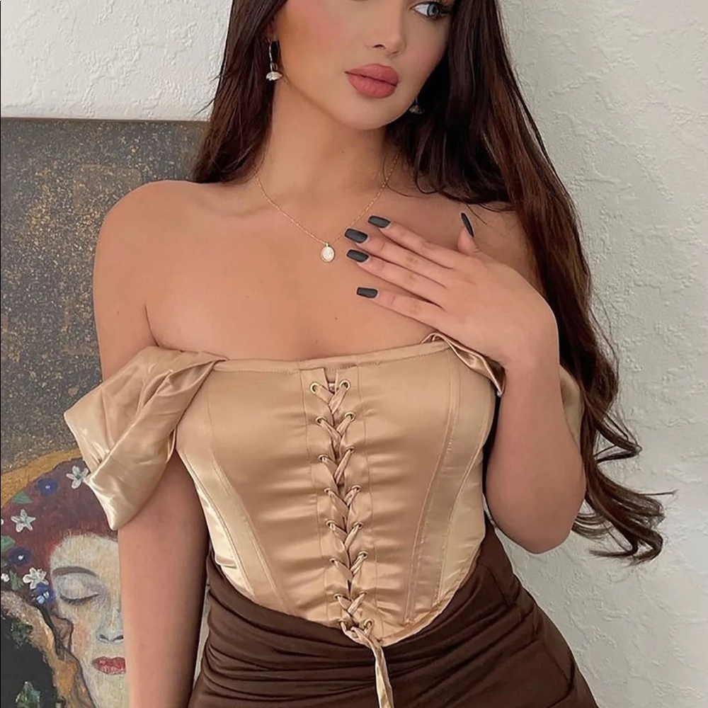 Fashion Nova Tan Corset Too NWT size S
